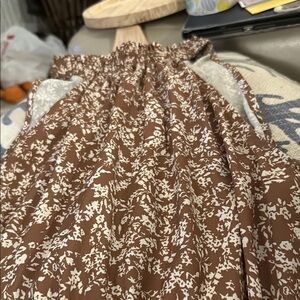 Brown and White Floral Dress